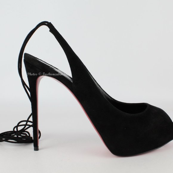 NEW Christian Louboutin Suede Peep-Toe Pumps - Picture 7 of 16
